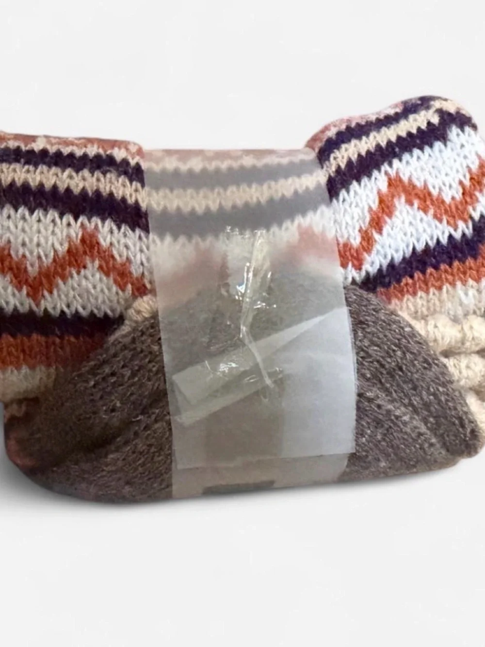 Women’s Fair Isle Pattern Crew Socks - Pink & Brown